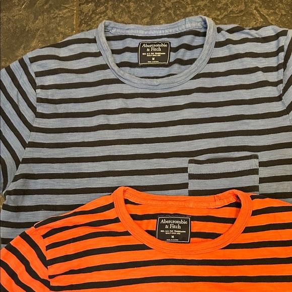 Abercrombie & Fitch Blue and Orange Striped Tees lot of 2 - Picture 2 of 6